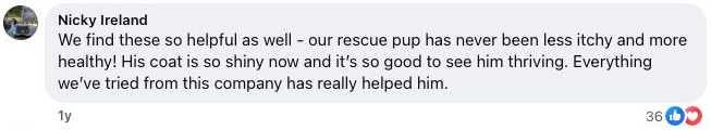 Genuine Facebook customer comment screenshot