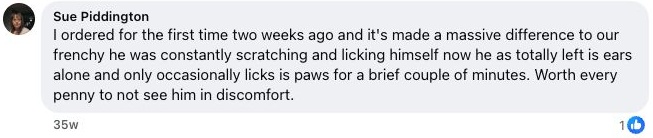 Genuine Facebook customer comment screenshot