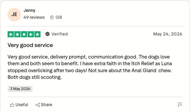 Genuine Trustpilot customer review screenshot