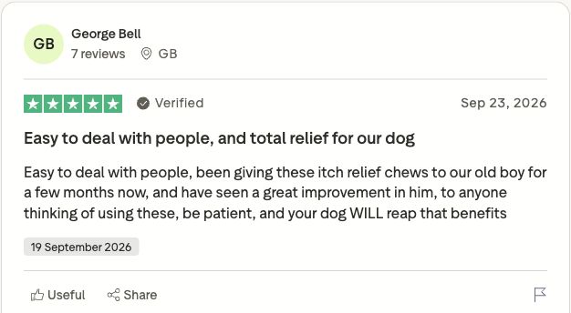 Genuine Trustpilot customer review screenshot